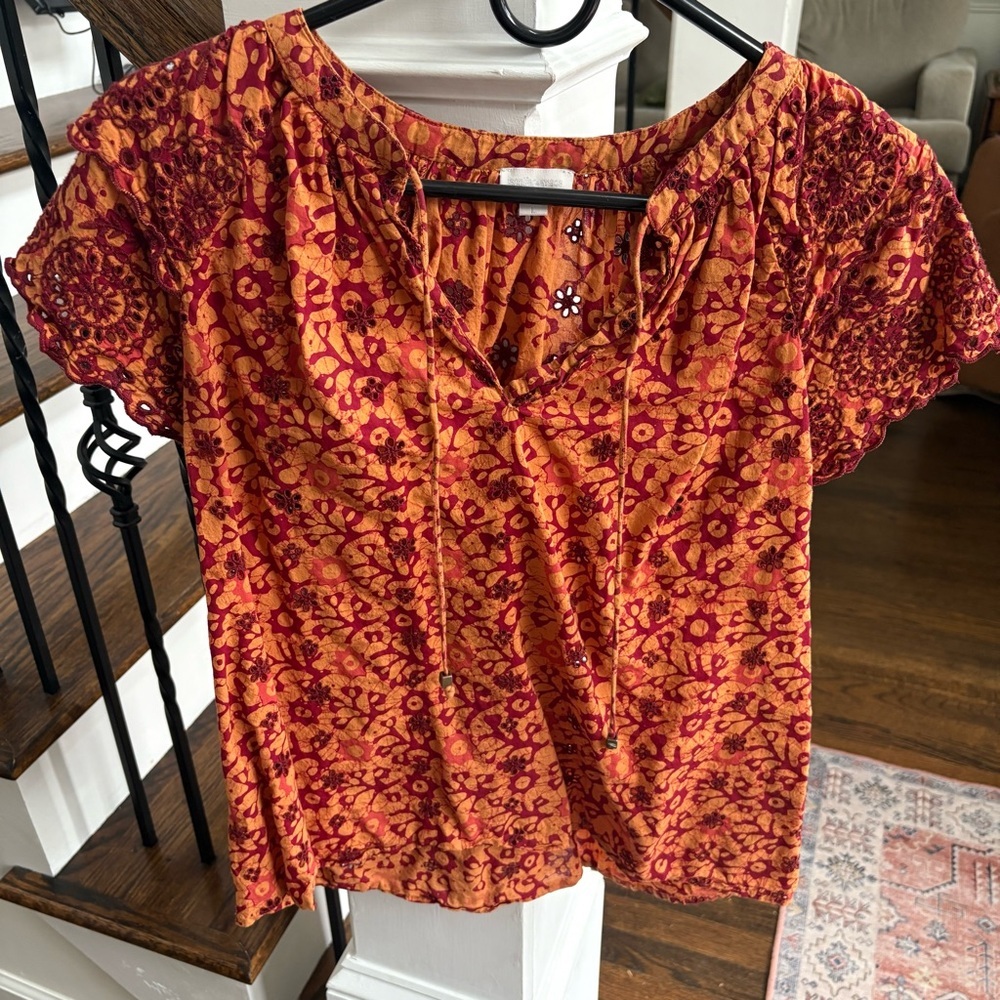 Jennifer Grace 100% Cotton floral Top -Size Large